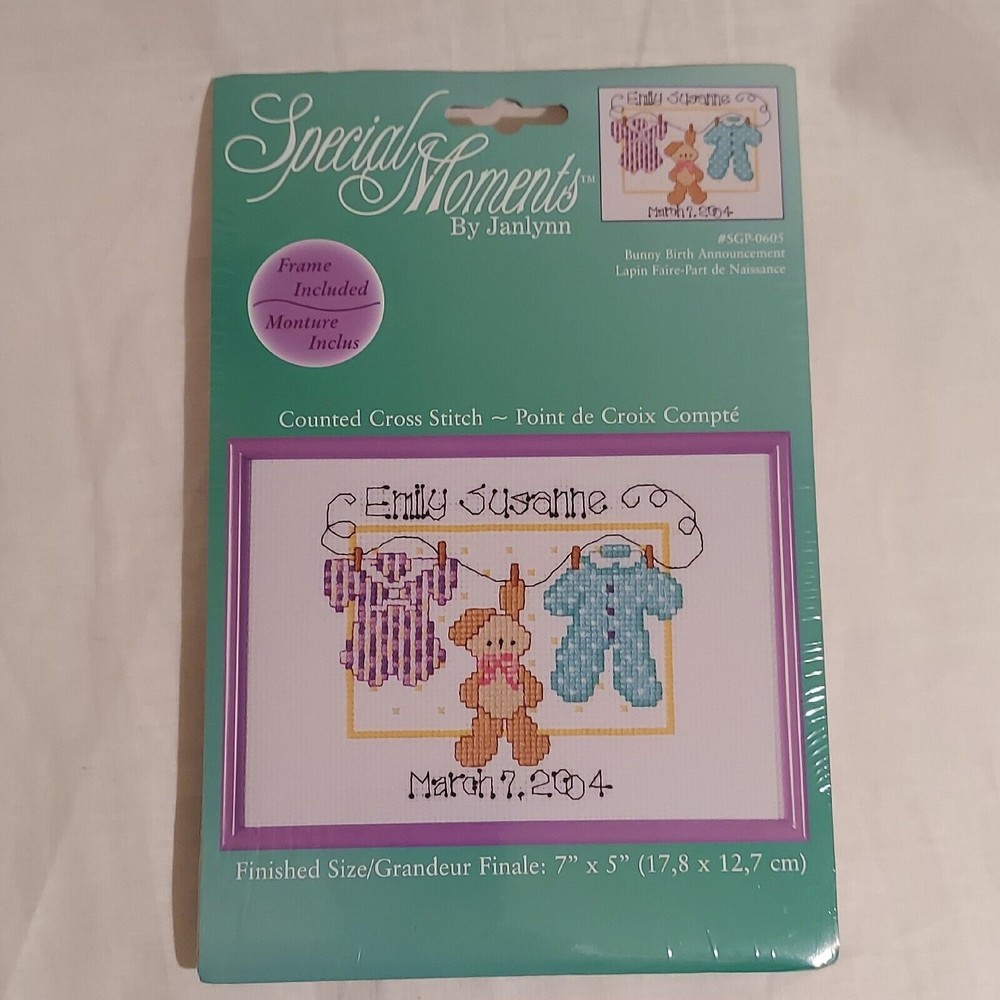 Special Moments Bunny Birth Announcement Counted Cross Stitch #SGP-0605